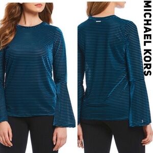 MICHAEL Kors Teal Velvet Bell Sleeve Top